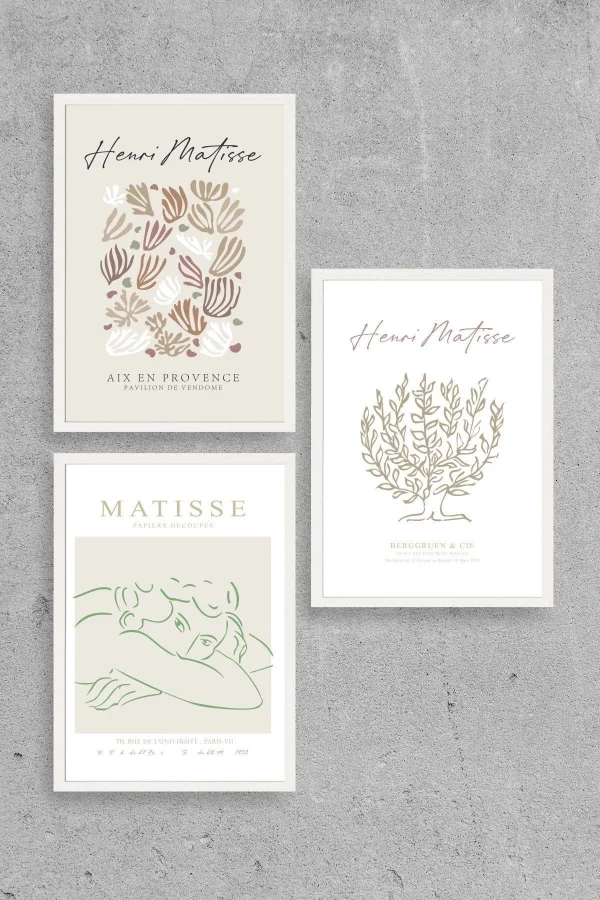 Matisse Üçlü Ahşap Çerçeveli Tablo