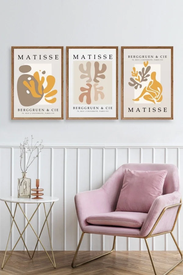 Matisse Üçlü Ahşap Çerçeveli Tablo