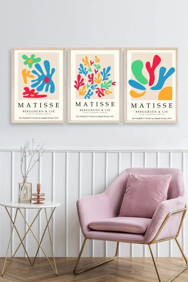 Matisse Üçlü Ahşap Çerçeveli Tablo