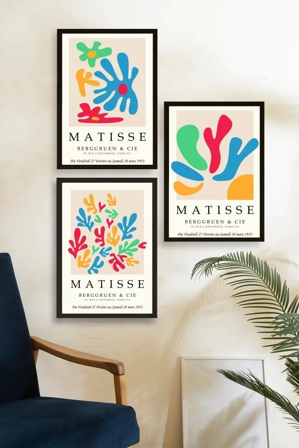 Matisse Üçlü Ahşap Çerçeveli Tablo