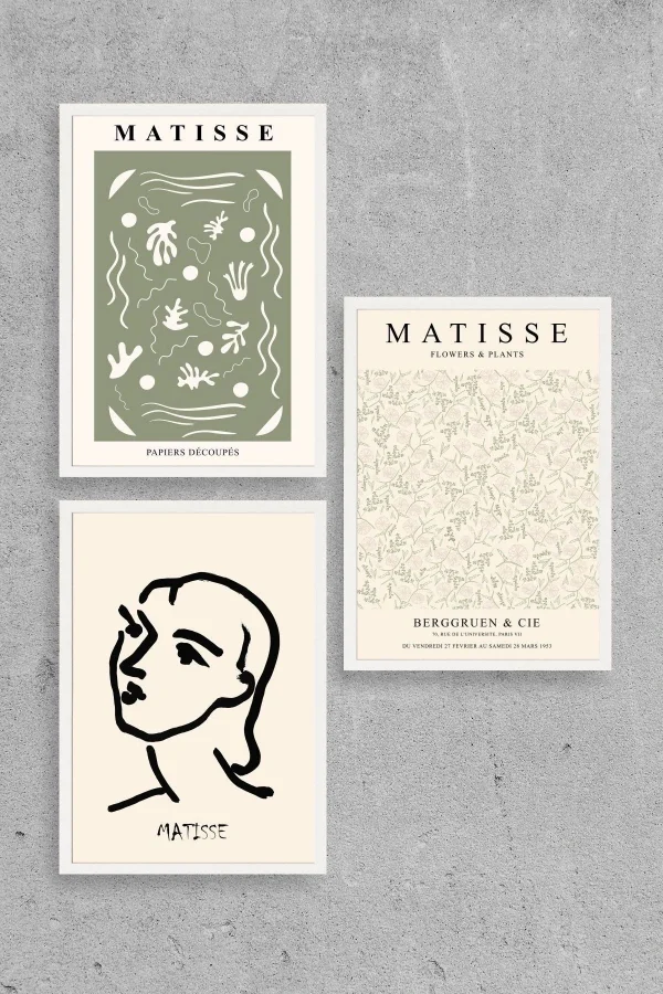 Matisse Üçlü Ahşap Çerçeveli Tablo