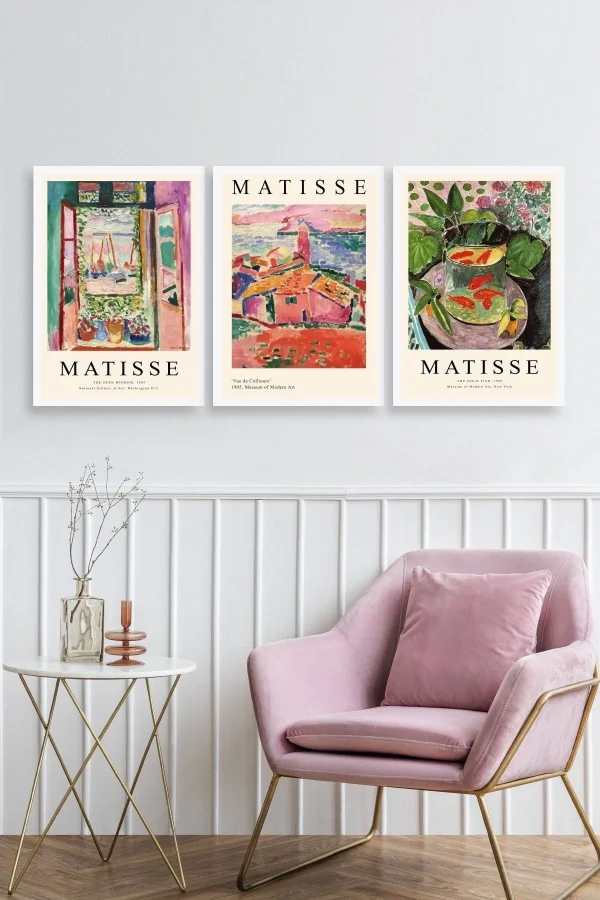 Matisse Üçlü Ahşap Çerçeveli Tablo