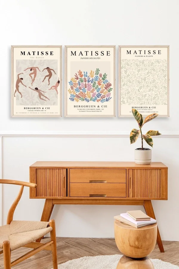 Matisse Üçlü Ahşap Çerçeveli Tablo