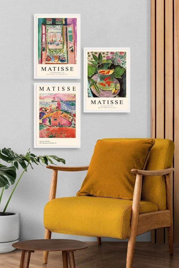 Matisse Üçlü Ahşap Çerçeveli Tablo