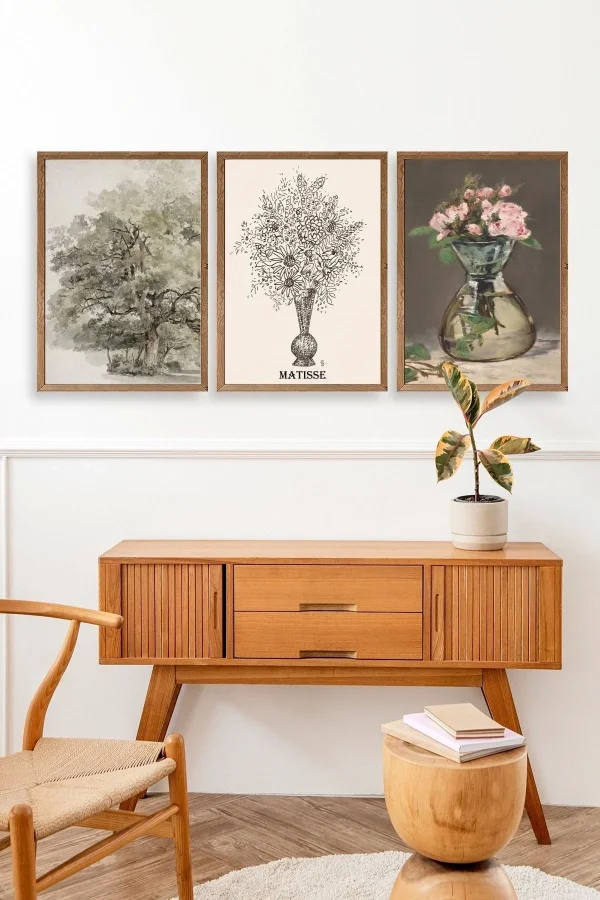 Matisse Üçlü Ahşap Çerçeveli Tablo