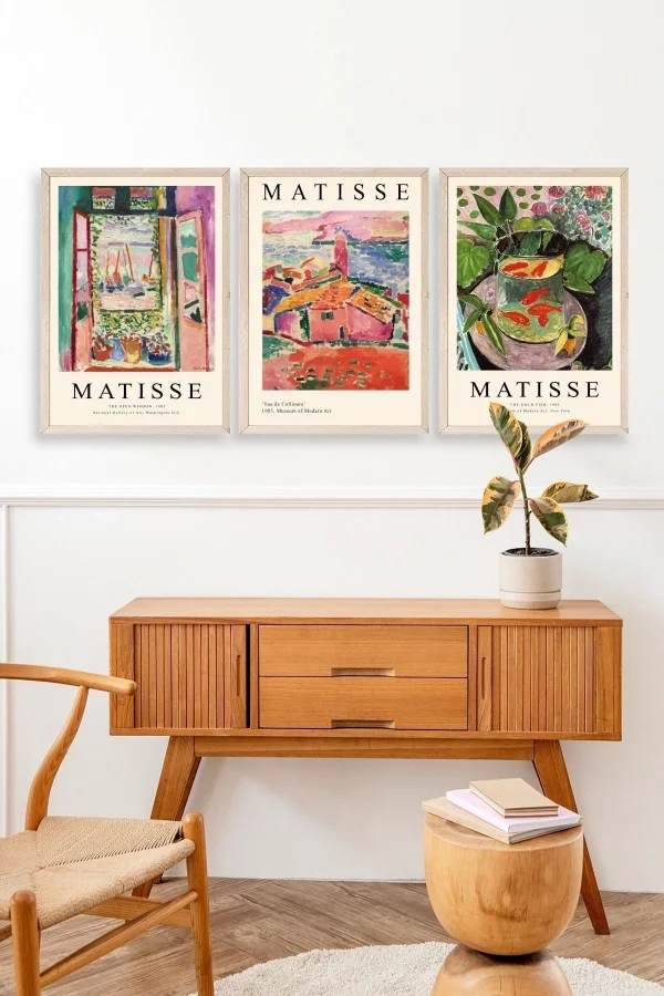 Matisse Üçlü Ahşap Çerçeveli Tablo