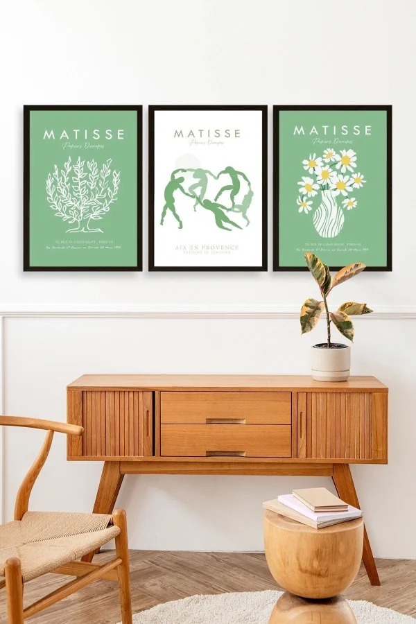 Matisse Üçlü Ahşap Çerçeveli Tablo