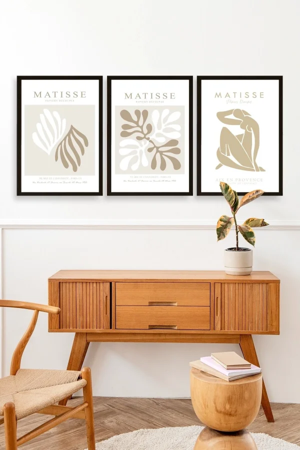 Matisse Üçlü Ahşap Çerçeveli Tablo