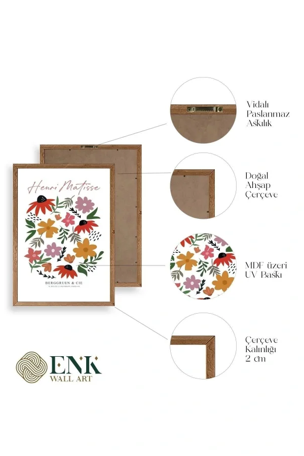 Matisse Üçlü Ahşap Çerçeveli Tablo