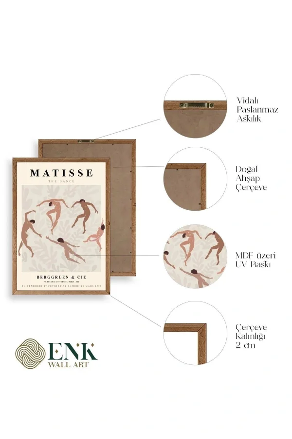 Matisse Üçlü Ahşap Çerçeveli Tablo