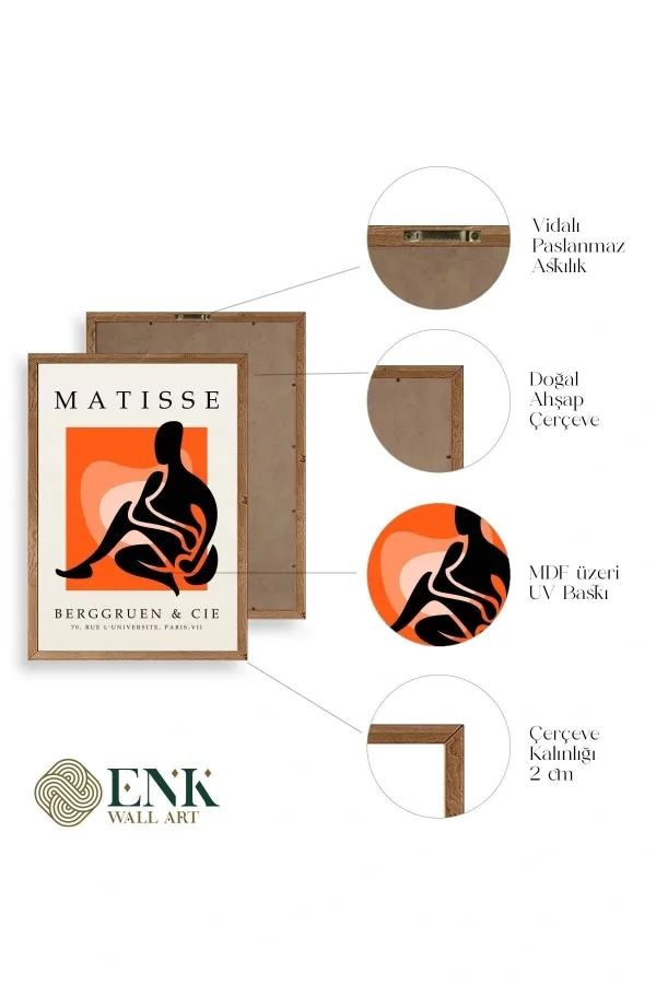 Matisse Üçlü Ahşap Çerçeveli Tablo