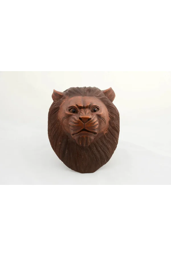 Maun Ağacı El Yapımı Dekoratif Aslan Büstü