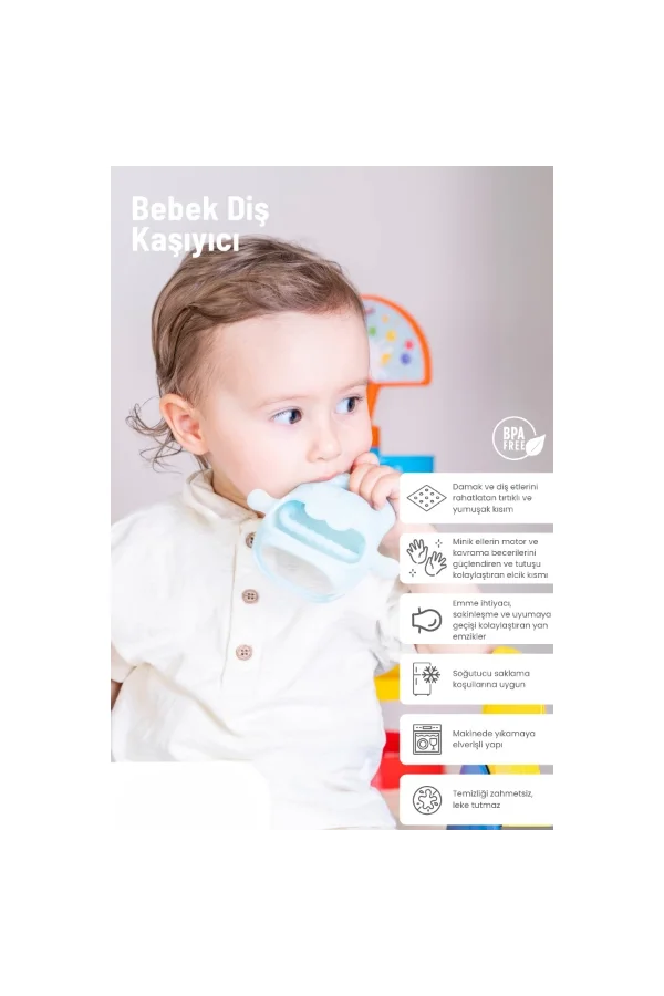Mavi Bebek Silikon Diş Kaşıyıcı