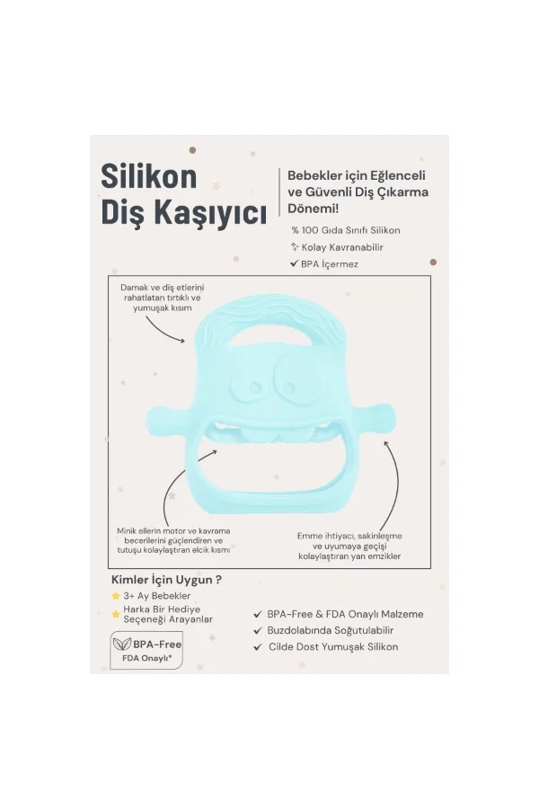 Mavi Bebek Silikon Diş Kaşıyıcı