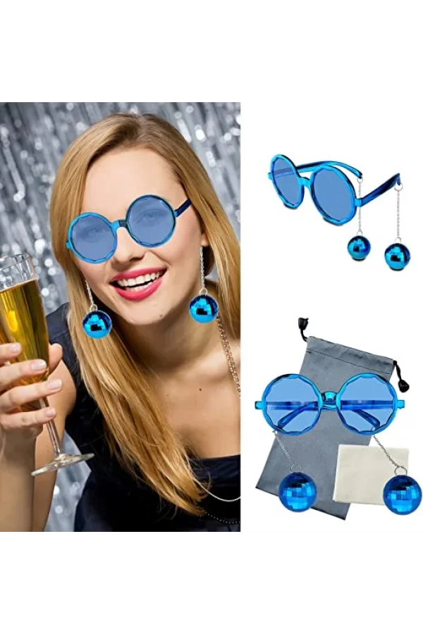 Mavi Disko Toplu Küpeli Parti Gözlüğü
