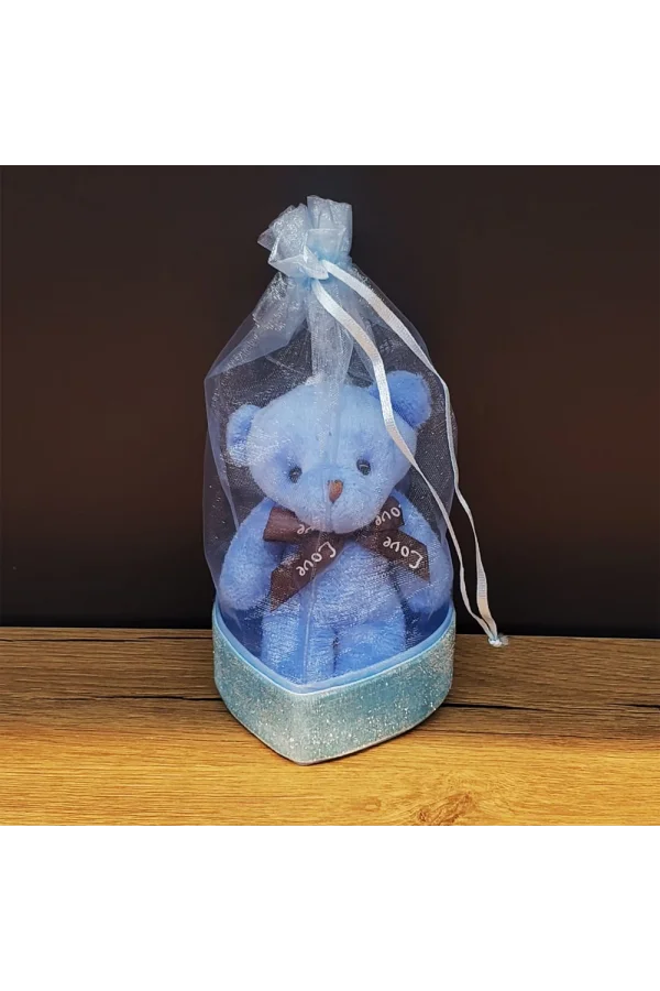 Mavi Hediyelik Kese İçinde Ayıcık