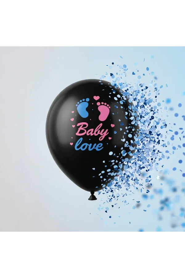 Mavi Konfetili Cinsiyet Balonu