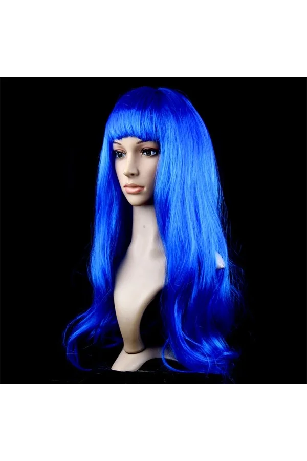 Mavi Renk Uzun Parti Peruğu