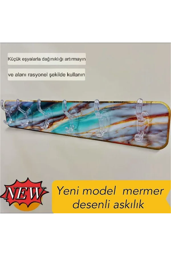 Mermer Desenli Yapışkanlı Askılık