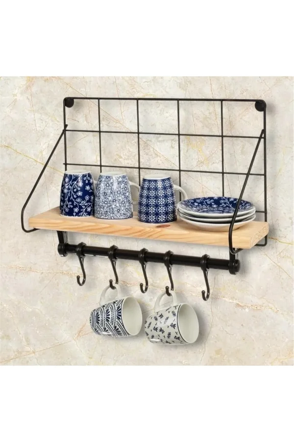 Metal Askılıklı Kahve Köşesi Rafı