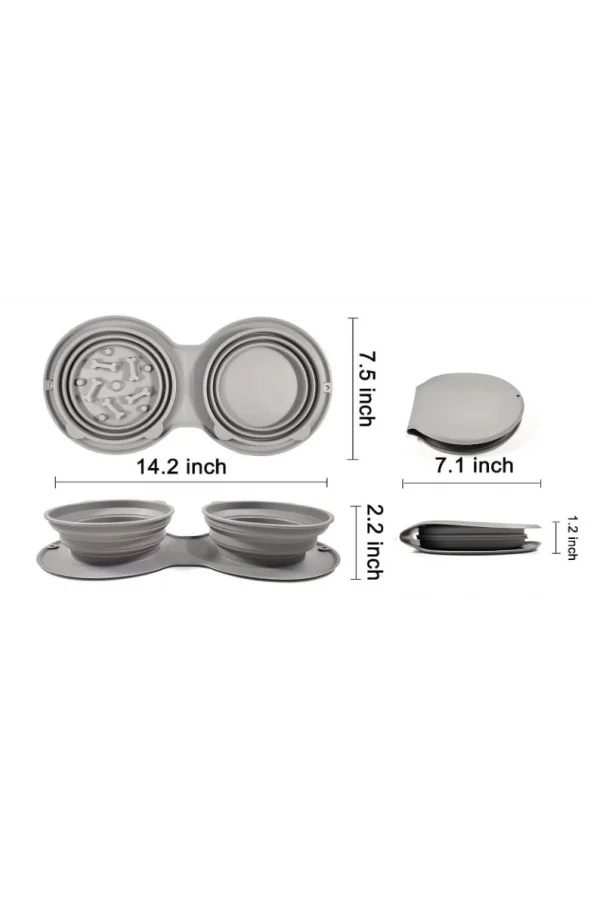 Mikopet Katlanabilir İkili Mama ve Su Kabı