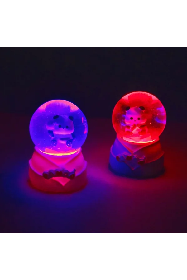 Mini Boy Sevimli Panda Tasarımlı Işıklı Kar Küresi