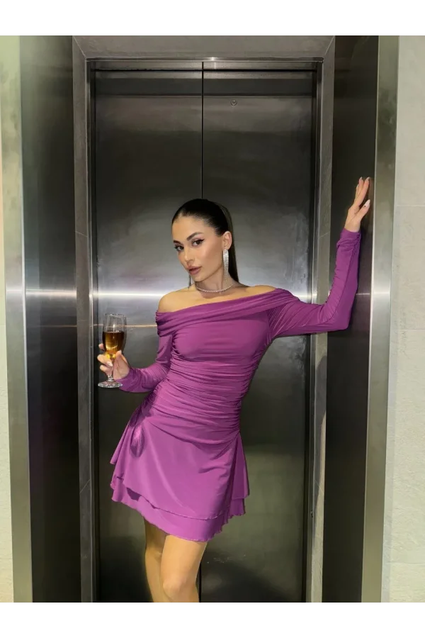 Mını Fırfırlı Elbise - Pembe