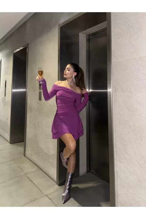 Mını Fırfırlı Elbise - Pembe