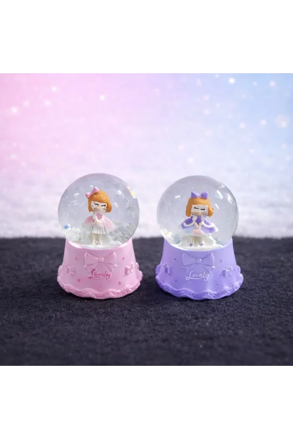 Mini Işıklı Sevimli Kız Kar Küresi
