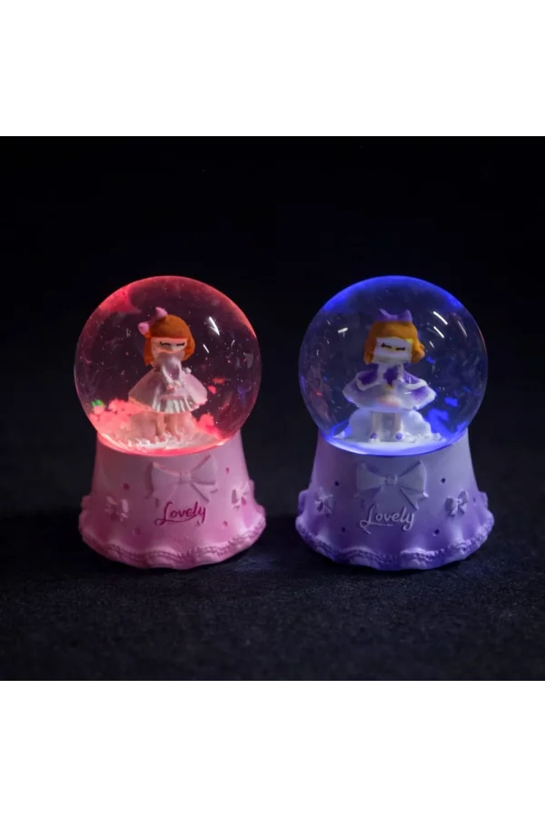 Mini Işıklı Sevimli Kız Kar Küresi