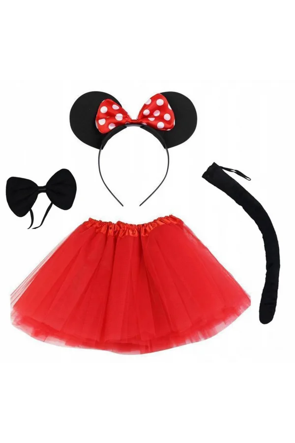Minnie Mouse Kostüm Seti - Etek, Taç, Kuyruk, Papyon