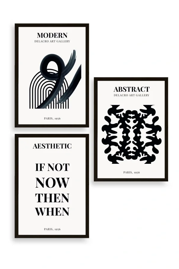 Modern Üçlü Ahşap Çerçeveli Tablo