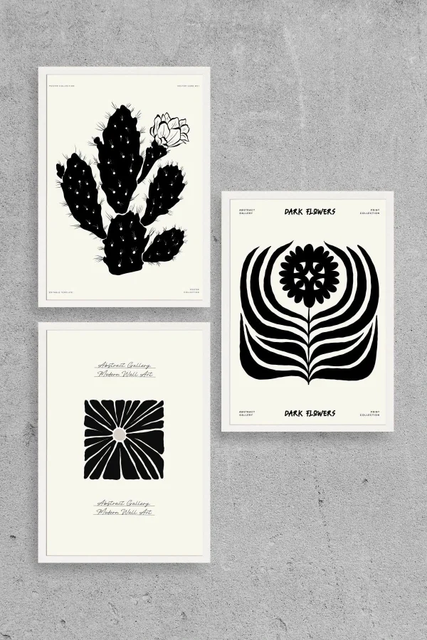 Modern Üçlü Ahşap Çerçeveli Tablo