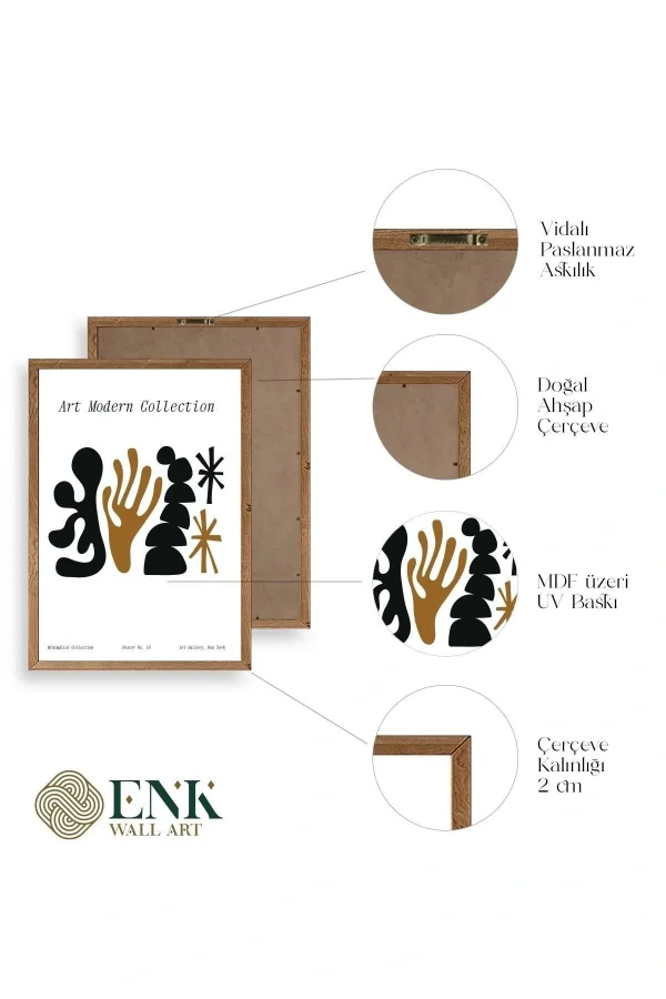 Modern Üçlü Ahşap Çerçeveli Tablo