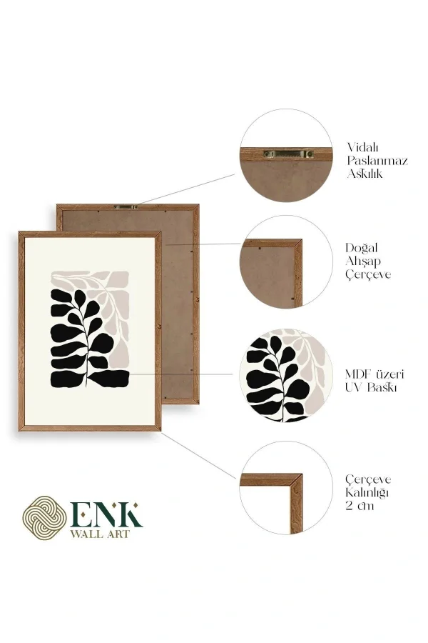 Modern Üçlü Ahşap Çerçeveli Tablo