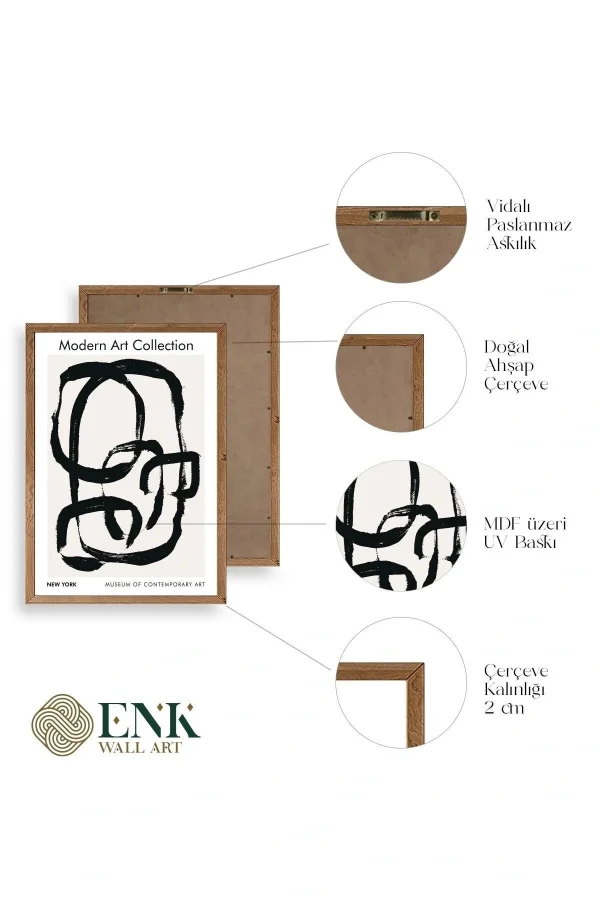 Modern Üçlü Ahşap Çerçeveli Tablo