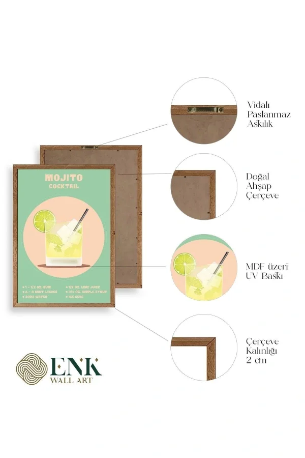 Mojito Ahşap Çerçeveli Tablo