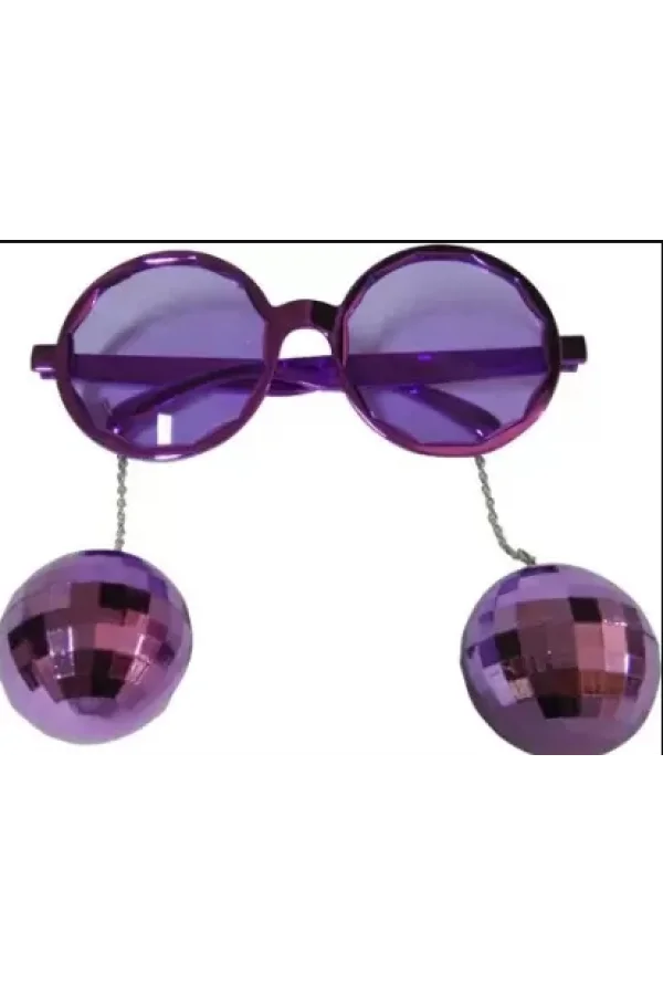 Mor Disko Topu Küpeli Parti Gözlüğü