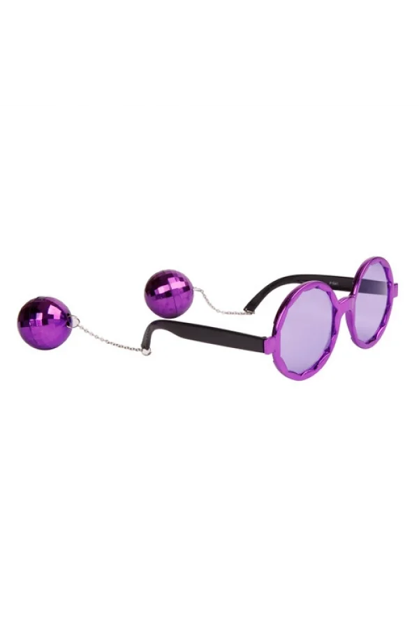Mor Disko Topu Küpeli Parti Gözlüğü