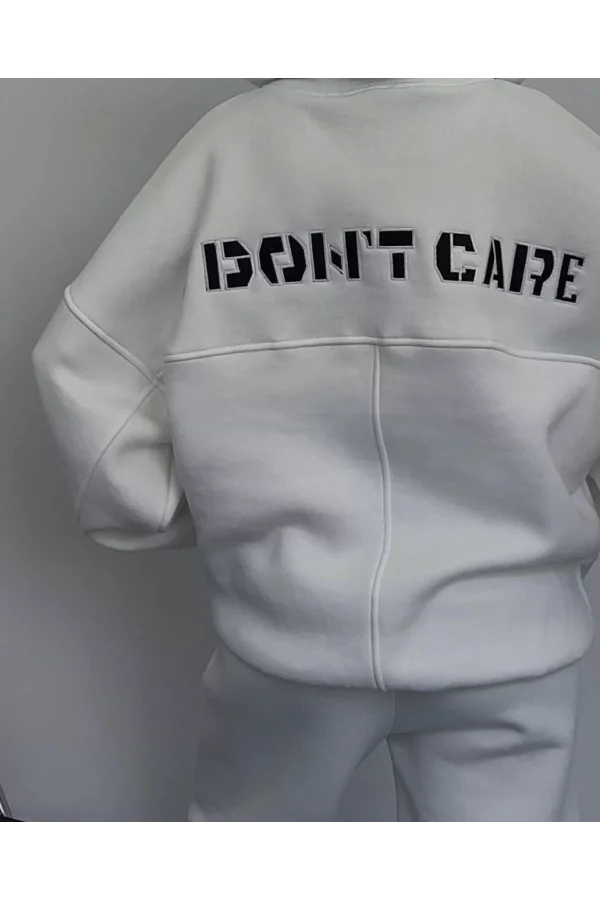 Nakış İşlemeli Üç İplik Sweat Takım- Beyaz