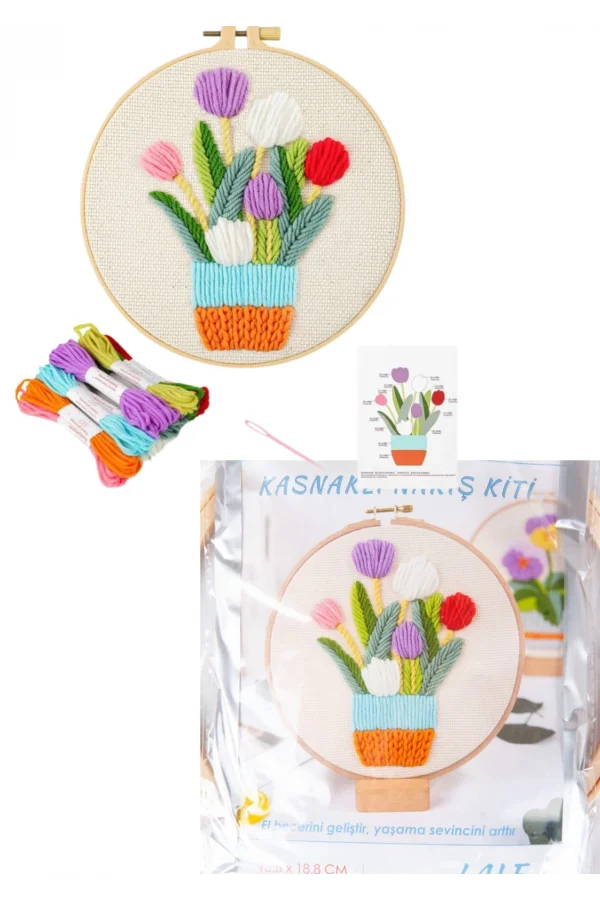 Nakış Kitleri Kasnaklı 13.5 X 18.8 cm Lale