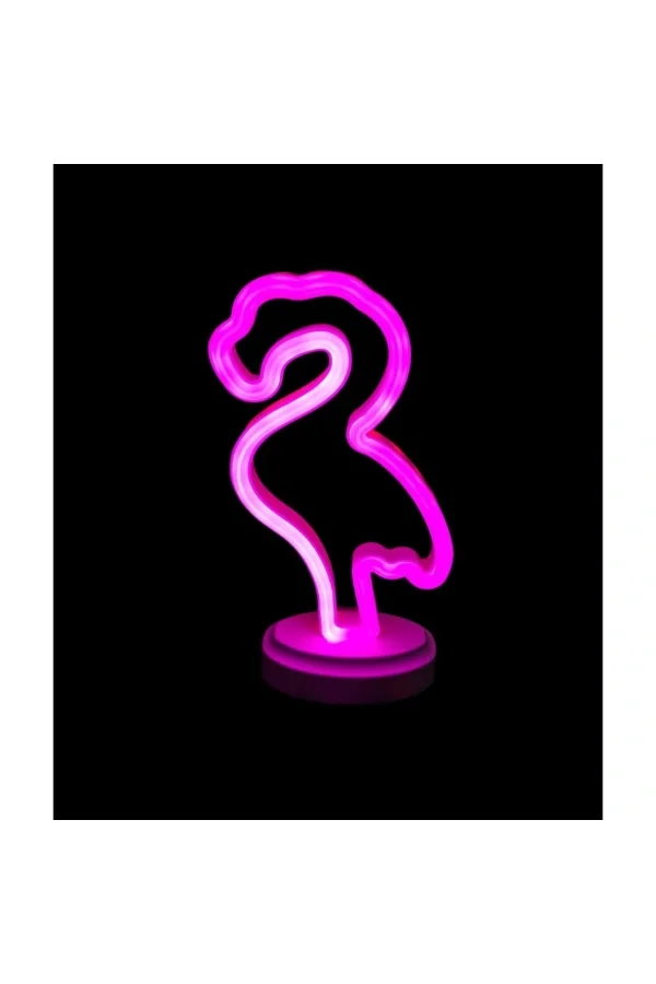 Neon Işıklı Flamingo Yazılı Masa Gece Lambası