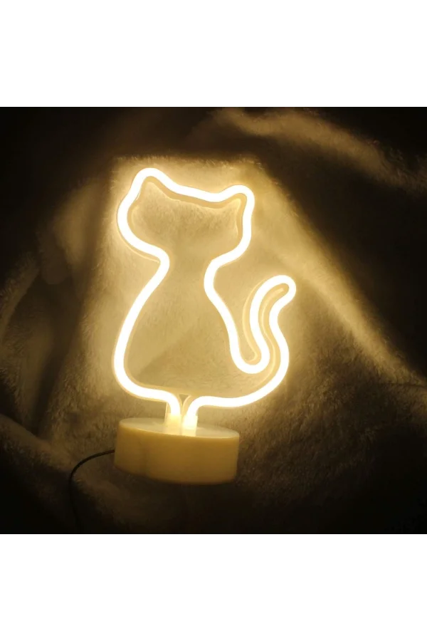 Neon Işıklı Kedi Tasarımlı Lamba