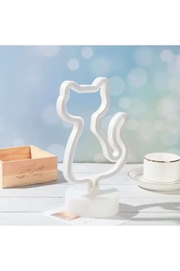 Neon Işıklı Kedi Tasarımlı Lamba