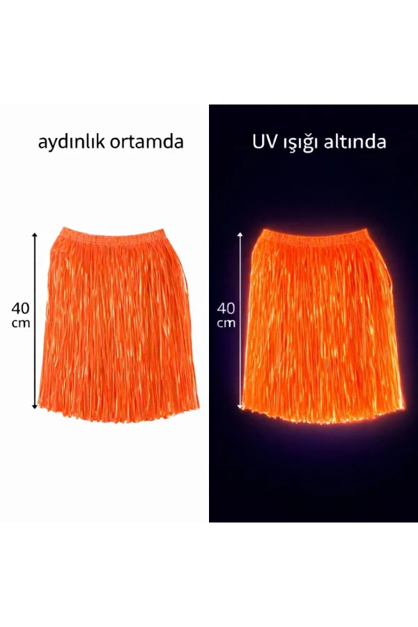 Neon Turuncu Hawaii Parti Eteği 40 cm