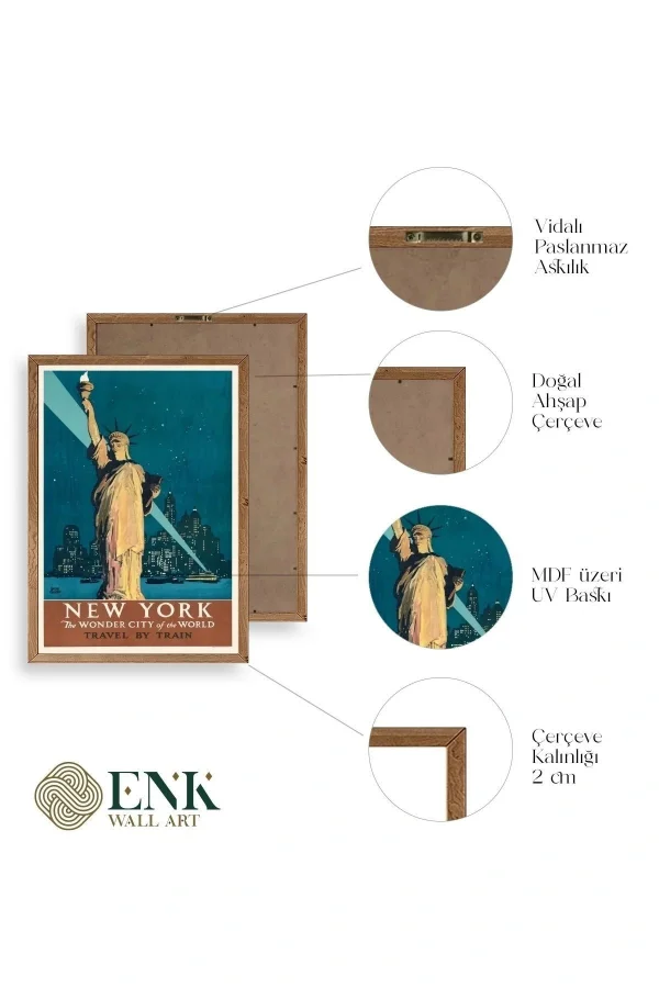 New York Ahşap Çerçeveli Tablo