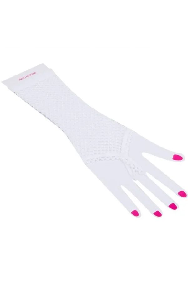 Örgü Beyaz Parmak Arası File Eldiven 26 cm