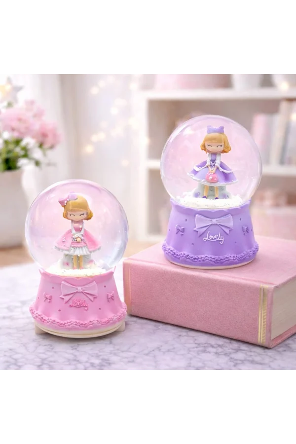 Orta Boy Işıklı Müzikli Prenses Figürlü Kar Küresi