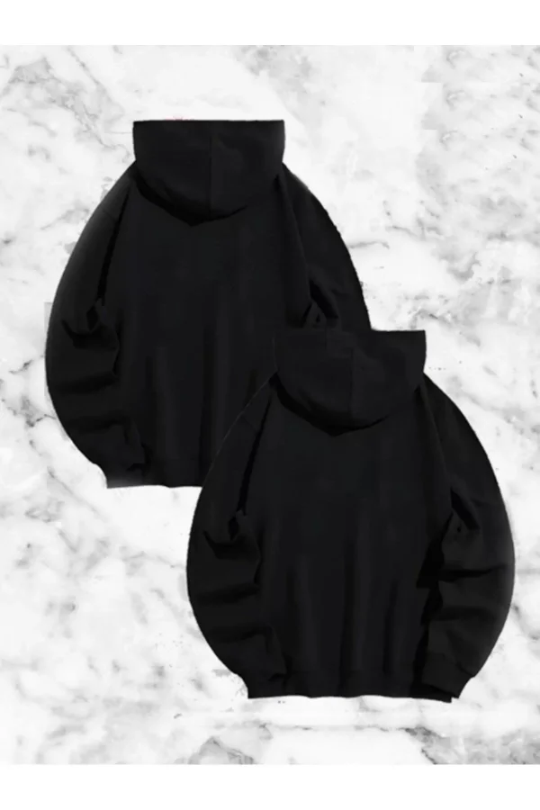 Örümcek Baskılı Sevgili Çift Kombini Kapüşonlu Sweatshirt & Hodie - Siyah