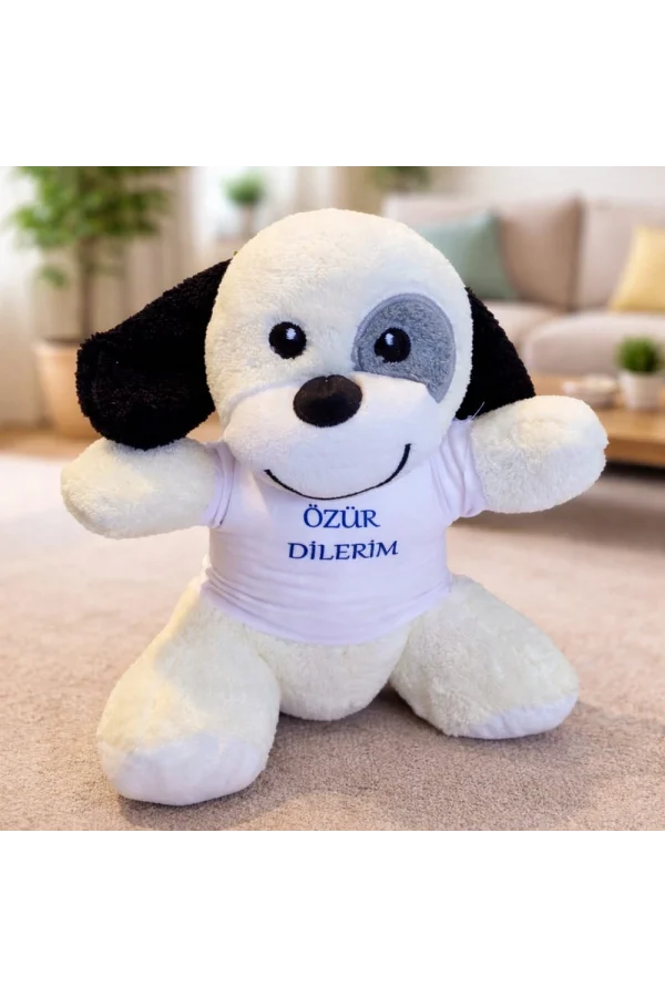 Özür Dilerim Tişörtlü Sevimli Benekli Peluş Köpek